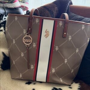 U.S. Polo Assn. Brown and Red Satchel
